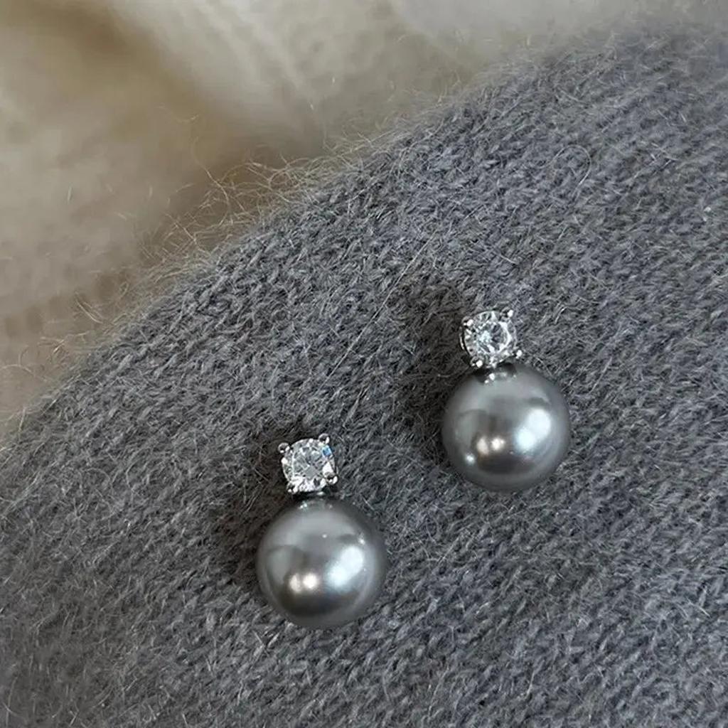 Elegantní náušnice černá perla zirkony